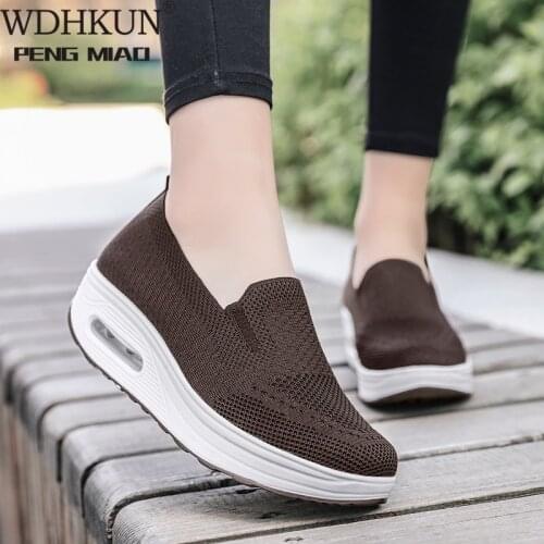 Spring Autumn Womens Swing Shoes Mesh Woman Loafers Flat Platforms Female Shoe Wedges Ladies Shoes Height Increasing Sneakers