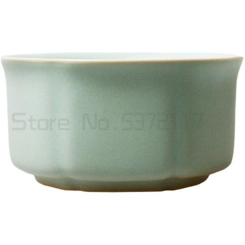 Porcelain open piece ceramic tea zen cup all handmade Ru kiln Kung Fu tea set Ru Yao pin cup tea cup