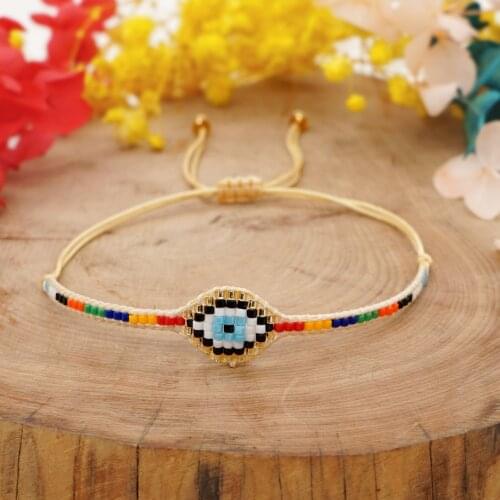 Go2boho Turkish Evil Eye Bracelet for Women Jewelry Boho Miyuki Rainbow Bracelets Gift for Girl Pulseras Handmade Jewellery