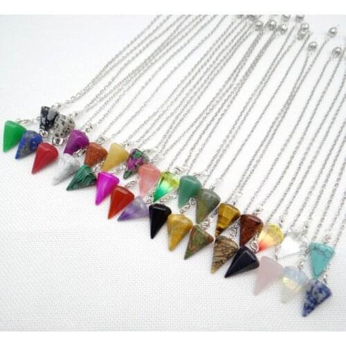 Hot Sell Divination Pendulum For Dowsing Natural Stone Quartz Crystal aventurine Circle Cone Charm Pendant Pendule Divination