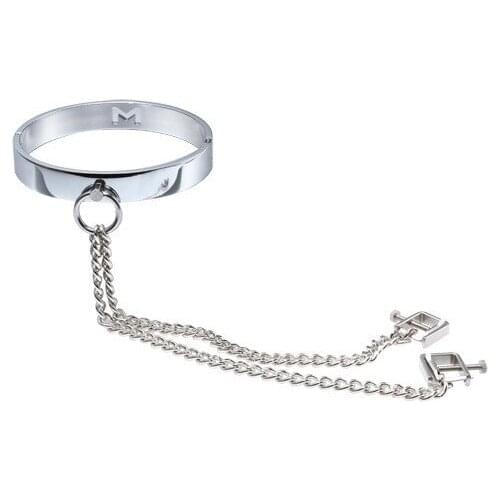 Happygo, Adult Games Cervical Collar with Nipple Clamp,Metal Collar+Breast Clip,Nipple Clip,Breast Clamp,Sex Toys 640