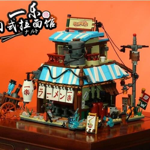 Creator Ideas City Street View Japanese Architecture Noodle Narut Yile Ramen Shop House Store Model Building Blocks Toys Kid Gif
