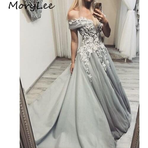 Lace Evening Dresses V-Neck Off The Shoulder A-Line Lace Applique A-Line Tulle Evening Dresses vestidos de fiesta de noche