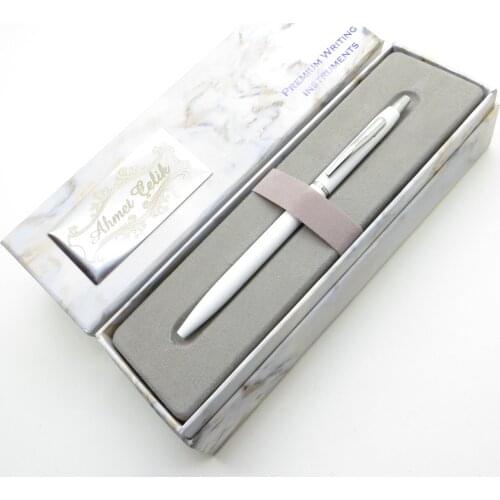 Wings Marble T205 White Chrome Ballpoint Pen | İsme Special Pen | Gift Pen