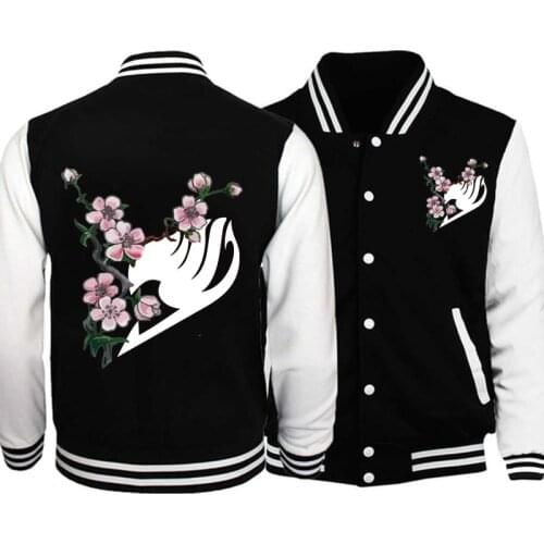 Fad Men New Japanese Anime Fairy Tail Baseball Jackets Sweatshirt Autumn Winter Streetwear White Coats Jacket