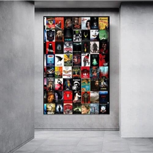 Best Horror Movie Posters Collage Canvas Prints Wall Art Modern Wall Art Stretched Gallery Canvas Wrap Print