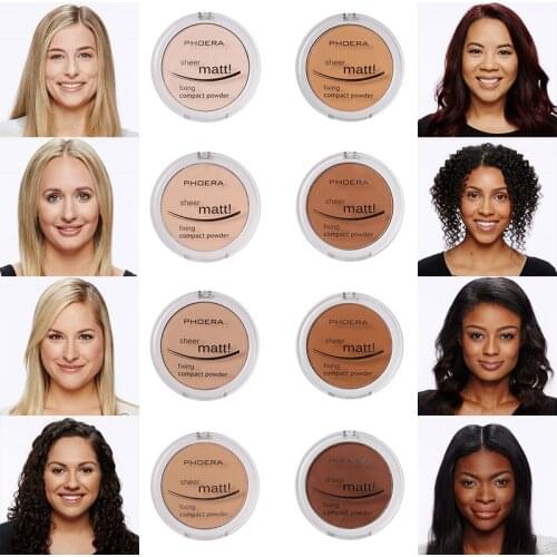 PHOERA Face Pressed Mineral Powder 8 Color Foundations Oil-control Brighten Blemish Concealer Powder Cosmetics Maquiagem TSLM1