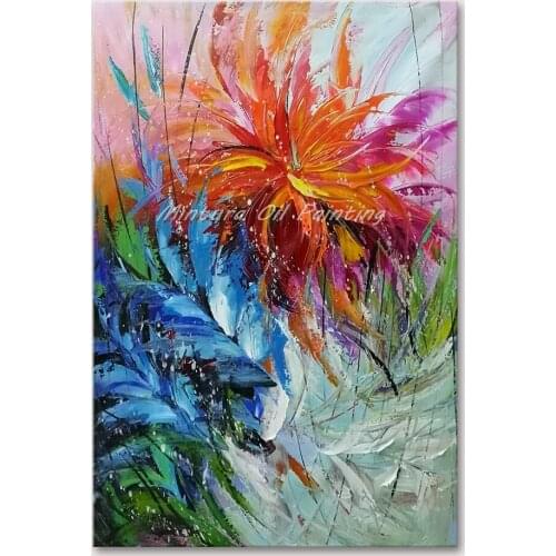 Mintura Hand Painted Oil Paintings on Canva Wall Picture For Living Room Beautiful Flowers Drawing Home Decor Wall Art No Framed