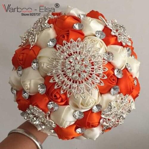 Fashion crystal wedding bouquets romantic silk bridal brooch bouquet wedding flowers bridal bouquets for bouquet de mariee