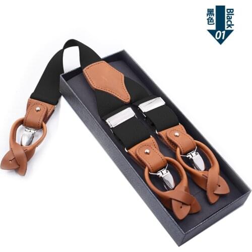 European and American adult 6-fold button mens suspenders trousers solid color suspenders in stock