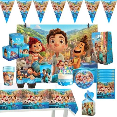 Disney Pixar Luca Birthday Disposable Tableware Set For Baby Shower Paper Plate Cup Tablecloth Balloons Supplies Cake Decoration