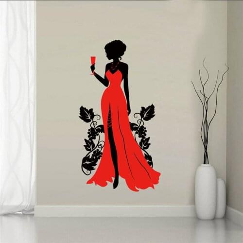 Evening Dress Wall Sticker for Clothing Store Salon Glass Window Decoration Beauty Mural Decals Posters Girl Bedroom Home Design