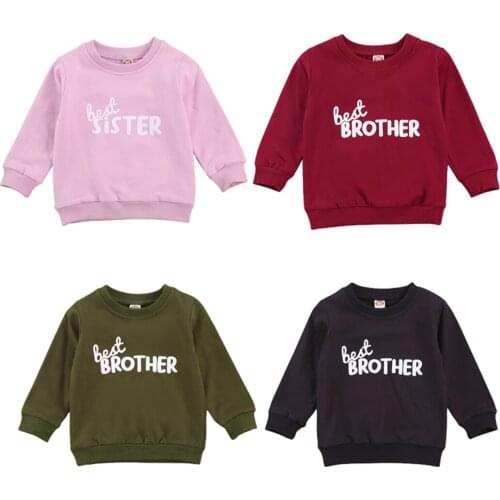 Autumn Children Letter Brother/sister Print Sweatshirts Toddler Kids Baby Boys Girls Hoodies Sweatshirts Pullover Tops 1-6 Years