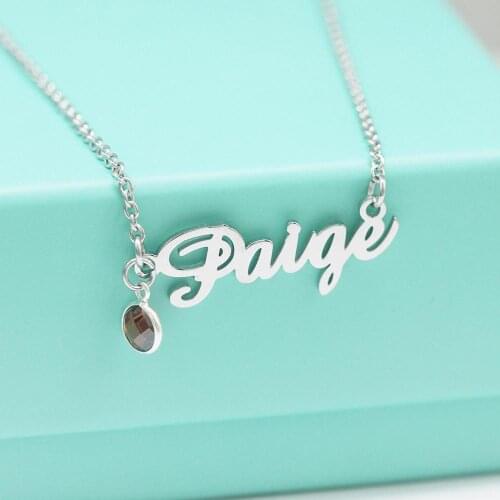 Birthstone Necklace 316 Stainless Steel Jewelry Necklace Custom Woman Gift Pendant English Name Necklace