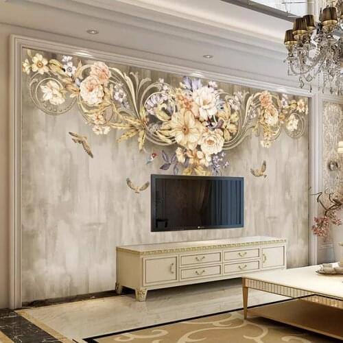 Custom 3D Wallpaper Murals Wall Painting Pastoral Style Flower Bird Floral Pattern Living Room TV Background Photo Wall Paper