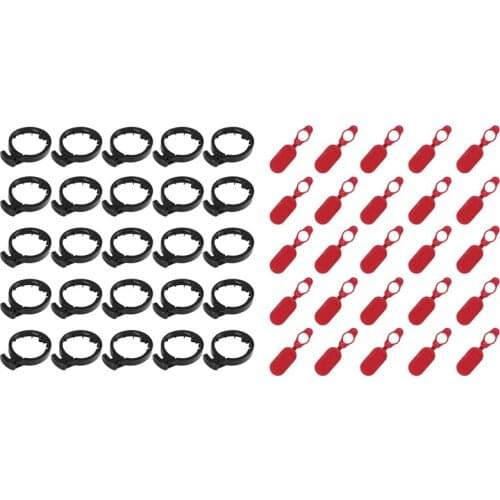 25Pcs Charging Port Dust Plug Rubber Case & 25Pcs Electric Scooter Front Tube Stem Folding Insurance Circle Guard Ring