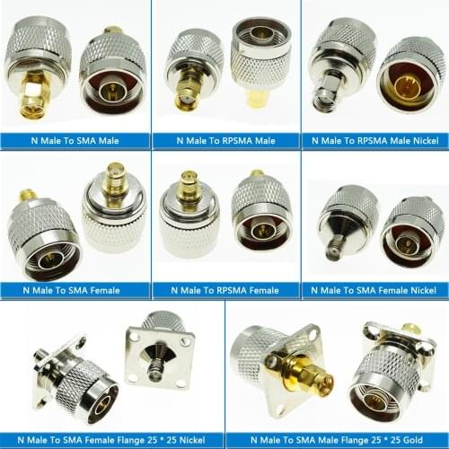N To SMA RP SMA Connector N Male Jack To SMA RP SMA Male & Female 90 Degree Right Angle 4 Hole Flange Panel Mount RF Coaxial