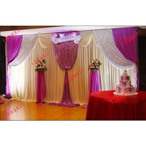 Romantic Wedding banquet decoration stage background curtain 3mx6m Wedding backdrop wholesale marriage fabric