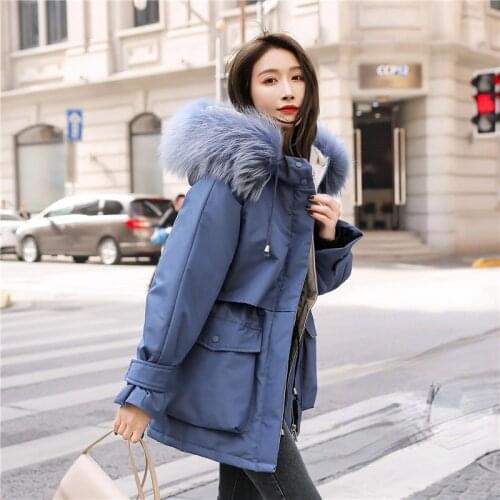 Womens Down Jacket 2020 Winter 90% White Duck Down Jacket Fox Fur Collar Hooded Drawstring Belt Thick Warm Parkas Coat Female