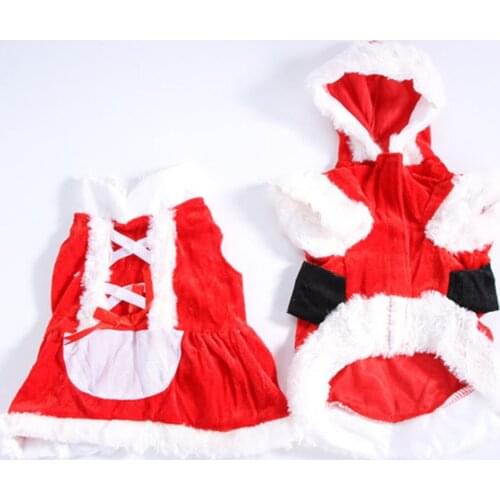 Pet Dog Christmas Clothes Puppy Hooded Skirt Dogs Warm Santa Clothes Cosplay Dress Pets Costumes Chihuahua Yorkshire Clothing