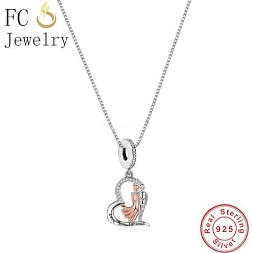 925 Sterling Silver Girl Love Boy Forever Bead Necklace For Women Girlfriend Chain Choker Neck Jewelry Trinket Joyas 2021 Summer