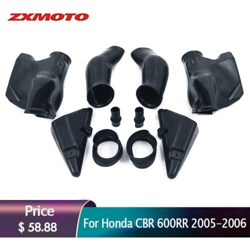 ZXMOTO Ram Air Intake Tube Duct Cover Fairing For CBR 600RR 2005 2006 F5 05 06 ABS Black Plastic ZXMT