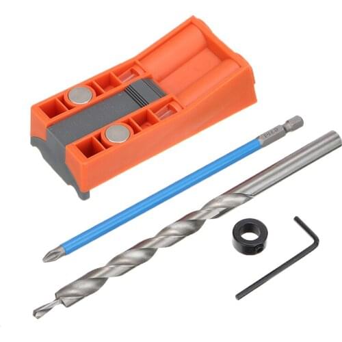 5pcs Pocket Hole Jig Kit Hole Screw Jig Joint Locator Tool +Step Drill Bit Tool Kit for DIY Location Hole Drilling Joint Guide