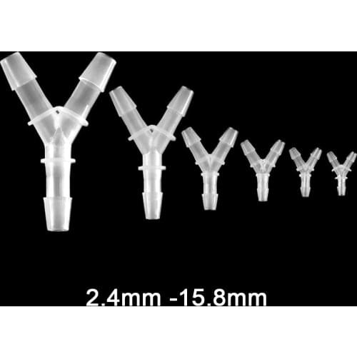 2/5/10pcs 2.4mm-15.8mm Y Joiner Piece 3 Way Plastic Barbed Connector Pipe Hose Food Grade