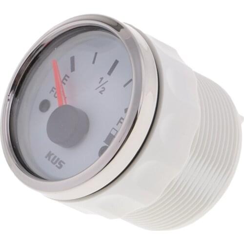 2'' 52mm White Digital Fuel Level Gauge Meter 12V/24V Stainless Steel Bezel