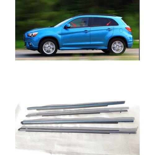 4PC Chrome Black Door Window Bottom Belt Line Garnish Sash Bar Window Weaterstrip Seals Window Mouldings For Mitsubishi ASX RVR