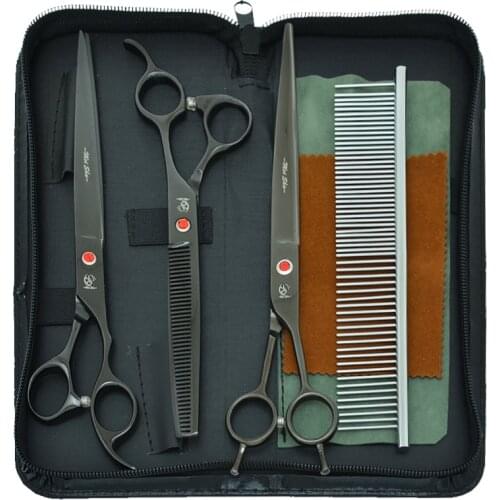 8" Professional Pets Cutting Scissors Curved Tesoura Dog Thinning Shears Japan 440C Animal Grooming Scissors Cat Trimmers B0044A