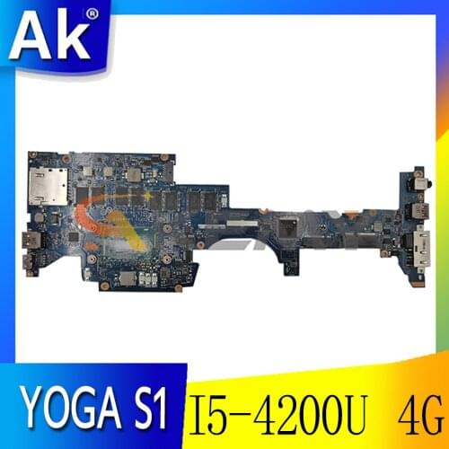 Akemy ZIPS1 LA-A341P Motherboard For Lenovo Thinkpad YOGA S1 Laptop Motherboard CPU I5 4200U 4G RAM Work
