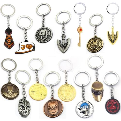 Game Jewelry Cartoon JOJOS BIZARRE ADVENTURE Keychain Shield Pendnats Round Keyring Chaveiro Accessory