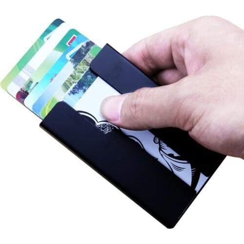 Aluminum Metal Anti-scan Credit Card Holder Box Men Women Manual Slider Fashion Card Case housekeeper Clutch Card Cover Wallet