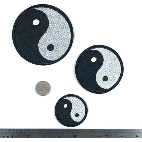 Black and White Tai Chi Embroidery Patches for T-shirt Iron on Stripes Appliques Clothes Stickers Clothing Badges