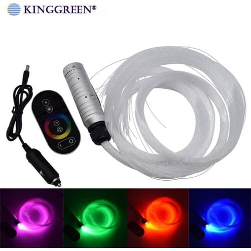 RGB LED DC12V 6W fiber optic light engine driver + RF touch remote controller + 0.75mm*2m*150pcs end glow PMMA fiber optic cable