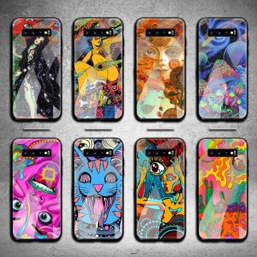Colourful Psychedelic Trippy Art Phone Case Tempered Glass For Samsung S20 Plus S7 S8 S9 S10 Note 8 9 10 Plus