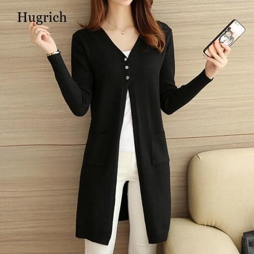 Cashmere long Sweater Women New Plus Size Cardigan Female Knitted Sweater Long Sleeve Crochet Casual V-Neck Cardigans Woman Tops