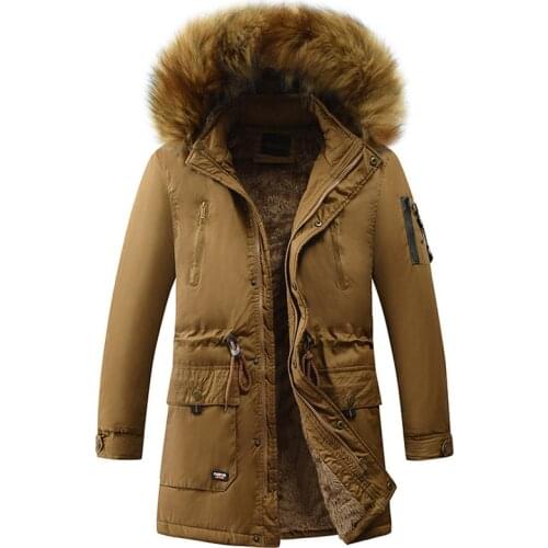 European Style Fur Collar Hooded Mens Winter Coat Outdoor Windbreaker Hooded Velvet Parkas Jacket For Men Winter Clothes XXXL