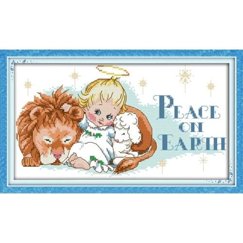 Holly angel cross stitch kit people Lion baby 18ct 14ct 11ct count print canvas stitches embroidery DIY handmade needlework