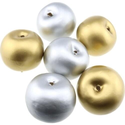 Gresorth 6 PCS Artificial Gold & Silver Apple Fake Apples Home Party Decoration Fruits