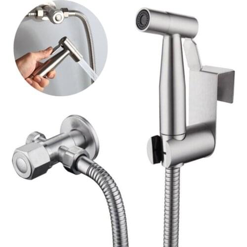 Stainless Steel Handheld Toilet Bidet Sprayer Set Kit Hand Bidet Faucet for Bathroom Hand Sprayer Shower Head Self Cleaning