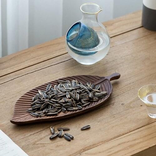 Creative Leaf Wooden Tray Cup Fruit Snake Dessert Storage Tray Wooden Organizer Plate Tea Set Home Hotel Support Decoration