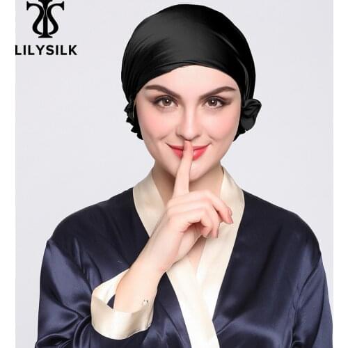 LilySilk 100 Silk Sleep Cap Women Sleeping Bonnet 19 Momme Elastic Band Adjustable Hair Care