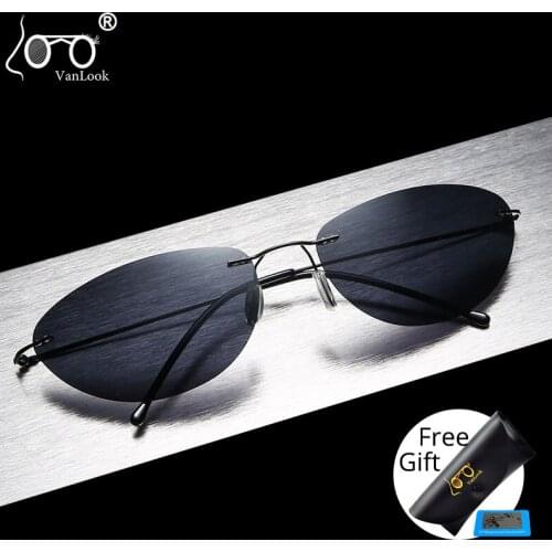 Fashion Rimless Square Sunglasses Mens Rectangle Photochromic Polarized Driving Sunglasses Oval Sun glasses UV400