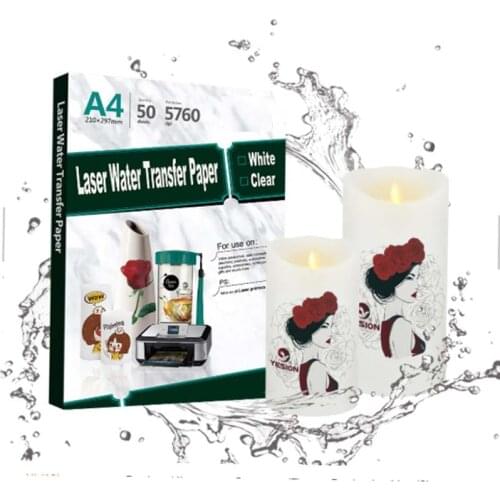 No need coating oil / spray Laser white clear/transparent Water Slide Waterslide Decal Paper Water Transfer Paper For Mug