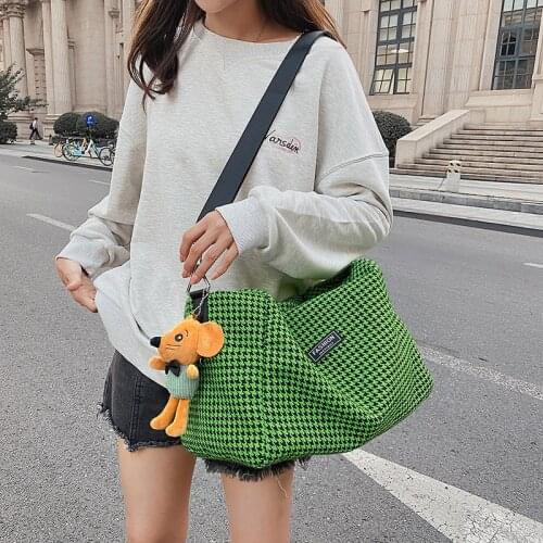 New Warm Woolen Fabric Womens Shoulder Crossbody Bag Large Capacity Soft Lady Square Big Travel Shoulder Bag Autumn and Winter