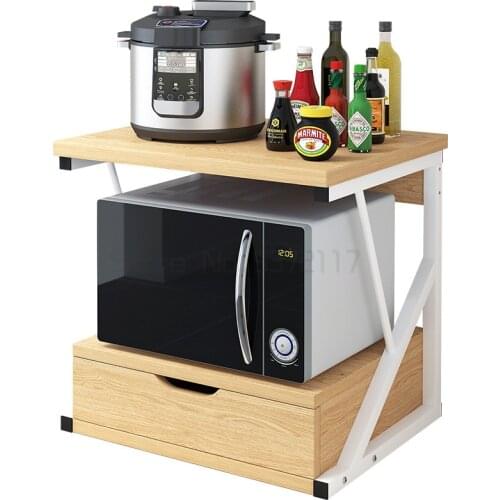 Organizer Kitchen Microwave Oven Shelf Metal Multi Function Stand Two Layers Dish Space Saving Rack