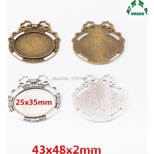 Filigree Base Charms Cabochon Base Settings 10pcs fit 25*35mm Cameo Base Setting for Jewelry Making DIY Base Pendant Accessory