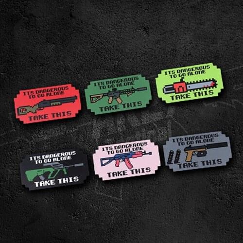 Pixel Weapon Series Military Stickers I TS DANGEROUS TO GO ALONE Tactical Notebook Outdoor Skateboard Suitcase Journaling Decor